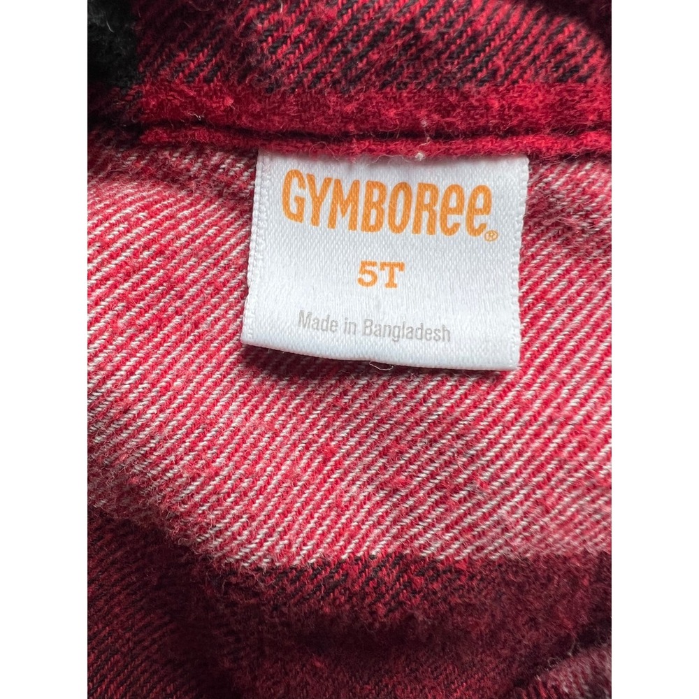 Gymboree Boys Red Black Buffalo Plaid Flannel Button Down Shirt 5T Cotton - Picture 2 of 3